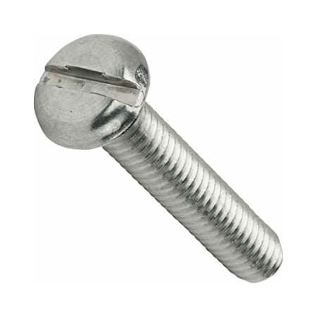 #10-24 X 4-1/2 In Slotted Pan Machine Screw, Plain 18-8 Stainless Steel, 100 PK